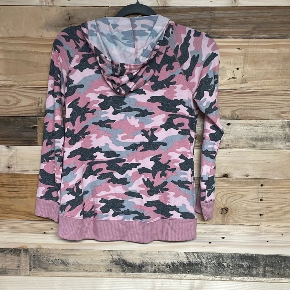 Justice size 10 pink and gray camo hoodie with front pocket
